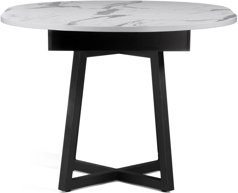 Кухонный раздвижной стол Регна, 100(130)х100х75, черный / белый