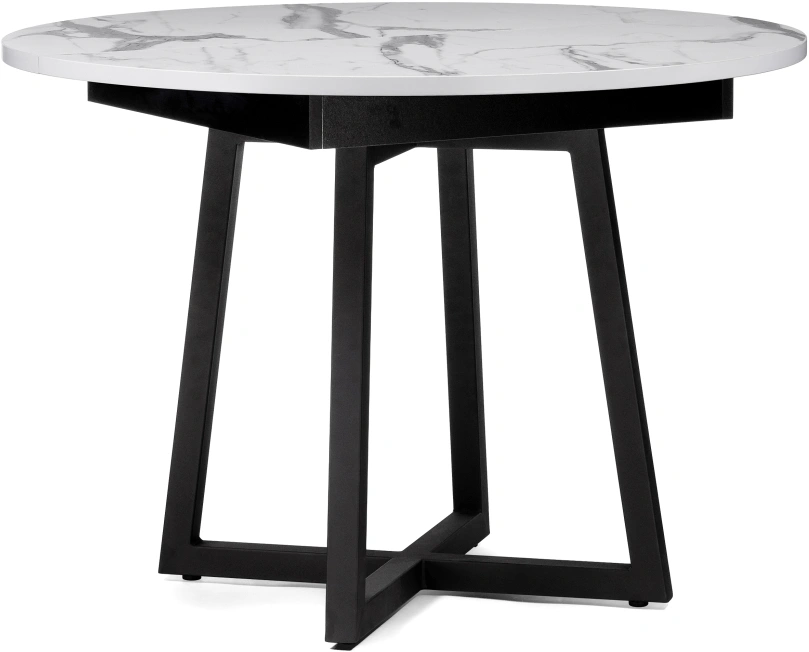 Кухонный раздвижной стол Регна, 100(130)х100х75, черный / белый