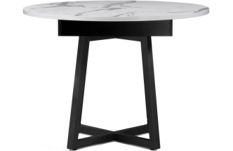 Кухонный раздвижной стол Регна, 100(130)х100х75, черный / белый