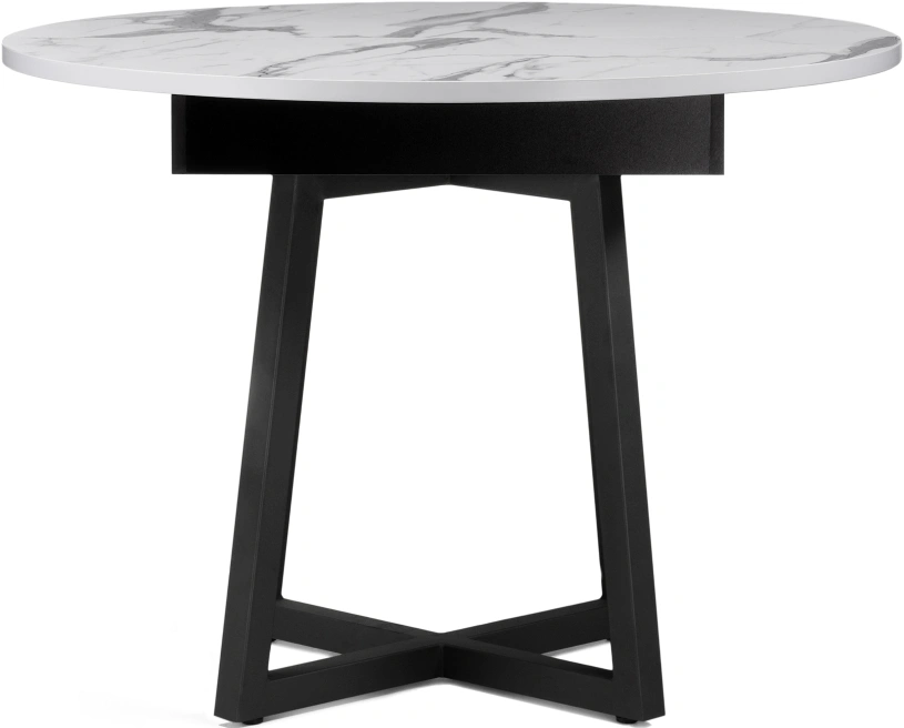 Кухонный раздвижной стол Регна, 100(130)х100х75, черный / белый