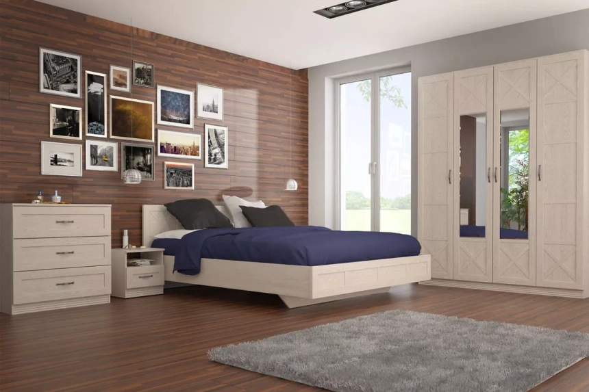 Шкаф двухдверный Лозанна, Дуб белый