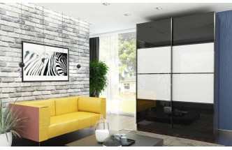 Шкаф-купе Марвин-3, двухдверный, 163x220, Дуб феррара / Белый глянец / Дуб феррара глянец