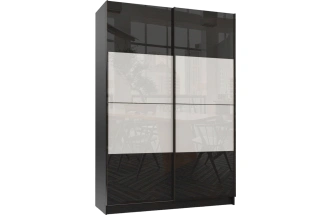 Шкаф-купе Марвин-3, двухдверный, 163x220, Дуб феррара / Белый глянец / Дуб феррара глянец