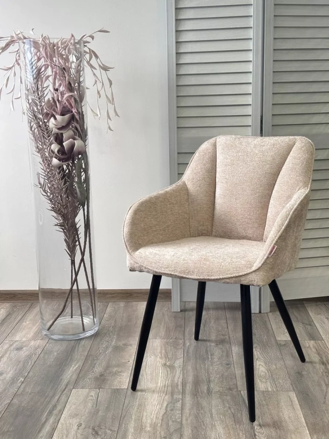 Стул Reflet, мягкий, 3018-10 бежевый, шенилл, черный каркас 