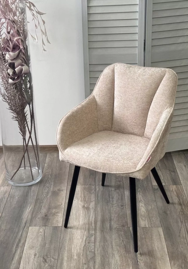 Стул Reflet, мягкий, 3018-10 бежевый, шенилл, черный каркас 