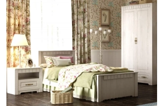 Кровать односпальная Прованс, 90*200, бодега белая / патина премиум