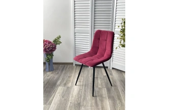 Стул Uno, мягкий, 25 винный #16, велюр, черный каркас