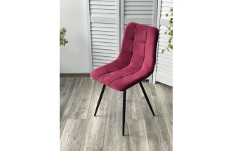 Стул Uno, мягкий, 25 винный #16, велюр, черный каркас