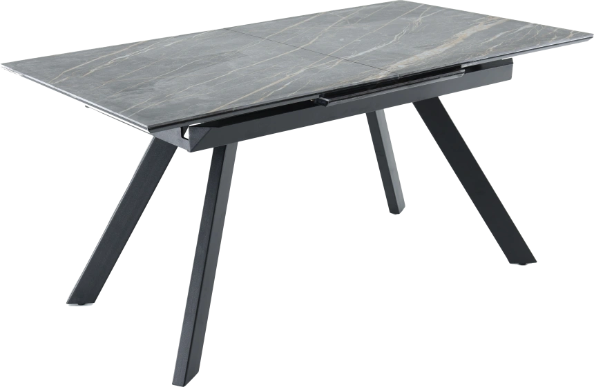 Кухонный обеденный стол Como, раздвижной 140, черный Noir Desir Bocciardato, каркас черный