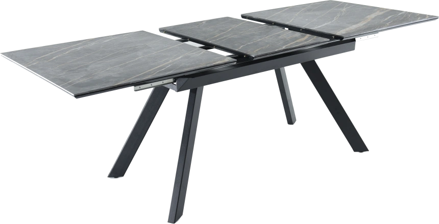 Кухонный обеденный стол Como, раздвижной 140, черный Noir Desir Bocciardato, каркас черный