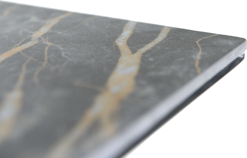 Кухонный обеденный стол Como, раздвижной 140, черный Noir Desir Bocciardato, каркас черный