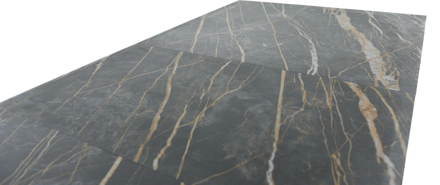 Кухонный обеденный стол Como, раздвижной 140, черный Noir Desir Bocciardato, каркас черный