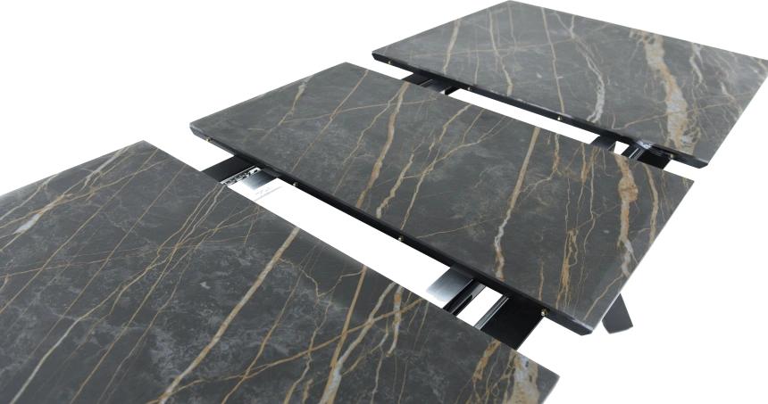 Кухонный обеденный стол Como, раздвижной 140, черный Noir Desir Bocciardato, каркас черный