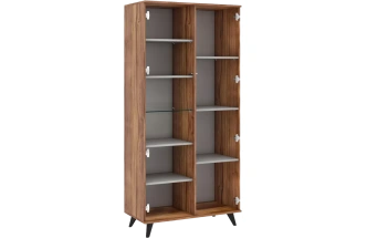 Шкаф со стеклом Онтарио, Дуб Барокко / Серый глянец