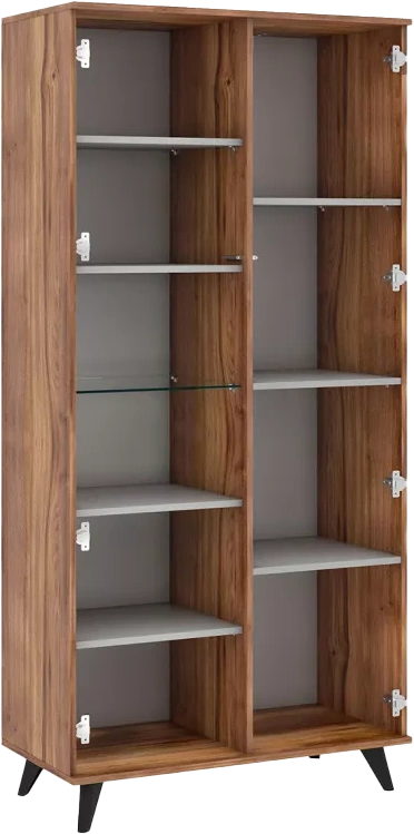 Шкаф со стеклом Онтарио, Дуб Барокко / Серый глянец