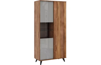 Шкаф со стеклом Онтарио, Дуб Барокко / Серый глянец