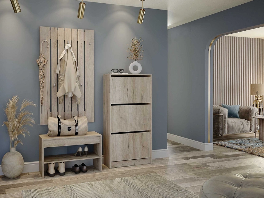 Модульная прихожая Лофт 117.13, с большой вешалкой, дуб крафт серый 