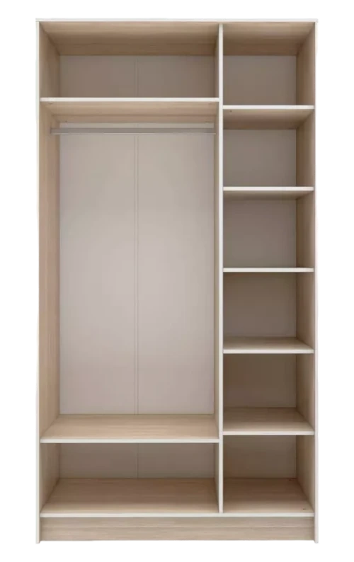 Шкаф Оливия трехдверный с зеркалом, Дуб сонома/Белый