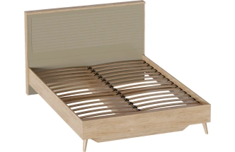 Кровать Гавана, двуспальная, дуб натуральный светлый / светло-серый софт