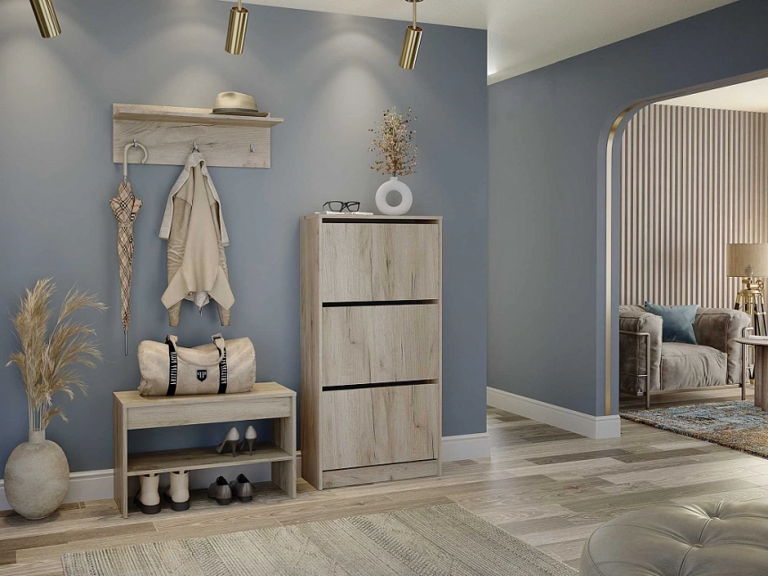 Модульная прихожая Лофт 117.13, с вешалкой настенной с полкой, дуб крафт серый 