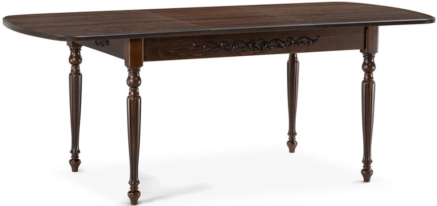 Обеденный раздвижной стол Бевье, 150(200)х90х77, орех темный / орех