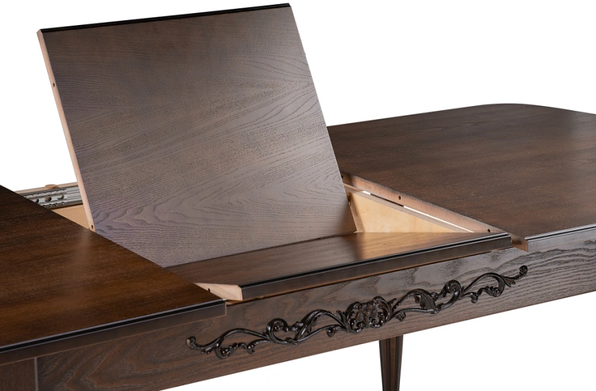 Обеденный раздвижной стол Бевье, 150(200)х90х77, орех темный / орех