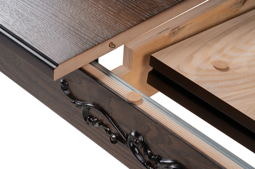 Обеденный раздвижной стол Бевье, 150(200)х90х77, орех темный / орех