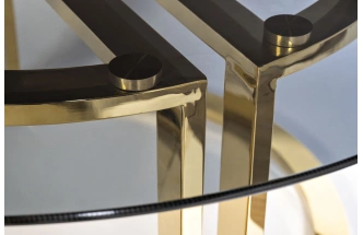 Журнальный стол 47ED-GDCT002, 100x100x45, закаленное стекло темное, прозрачный / золото 