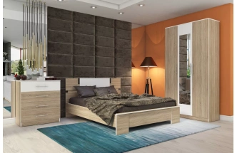 Комод Оливия, с четырьмя ящиками, Дуб сонома / Белый