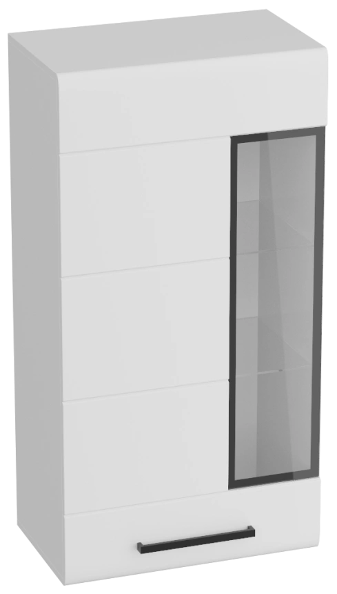 Шкаф-витрина Кёльн 1145, с полками, белый аляска / белый глянец