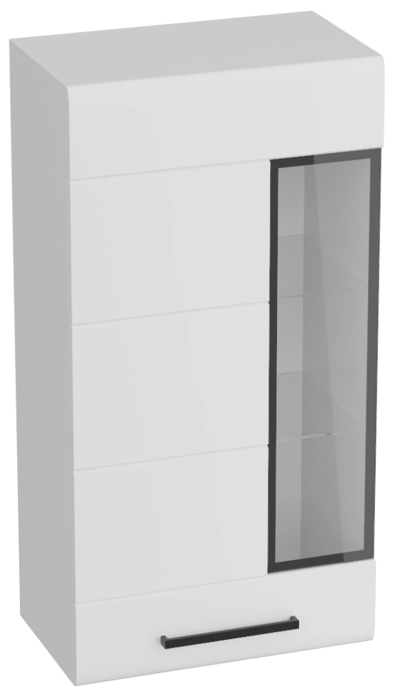 Шкаф-витрина Кёльн 1145, с полками, белый аляска / белый глянец