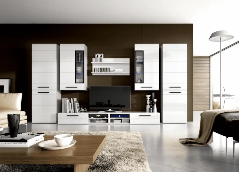 Шкаф-витрина Кёльн 1145, с полками, белый аляска / белый глянец