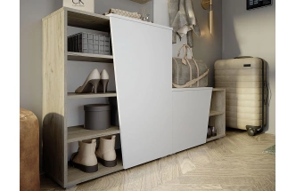 Модульная прихожая Одри, дуб крафт / белый