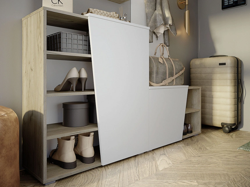 Модульная прихожая Одри, дуб крафт / белый