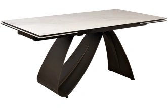 Обеденный раздвижной стол 169DT-92055, 160(240), керамика, бежевый мрамор / черный