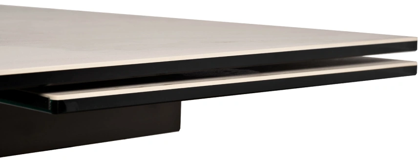 Обеденный раздвижной стол 169DT-92055, 160(240), керамика, бежевый мрамор / черный