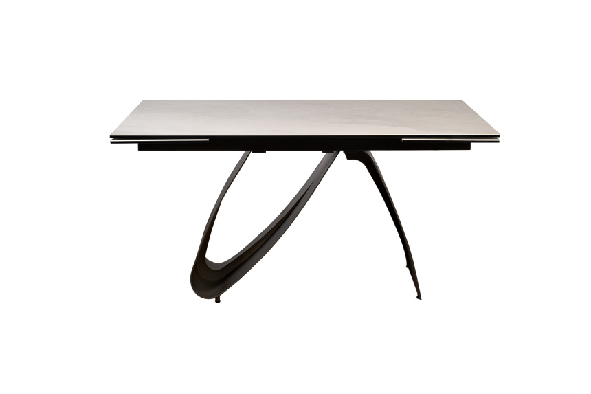 Обеденный раздвижной стол 169DT-92055, 160(240), керамика, бежевый мрамор / черный