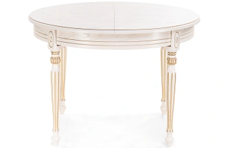 Кухонный раздвижной стол Брейзер, 110(140)х110х77, молочный / золото