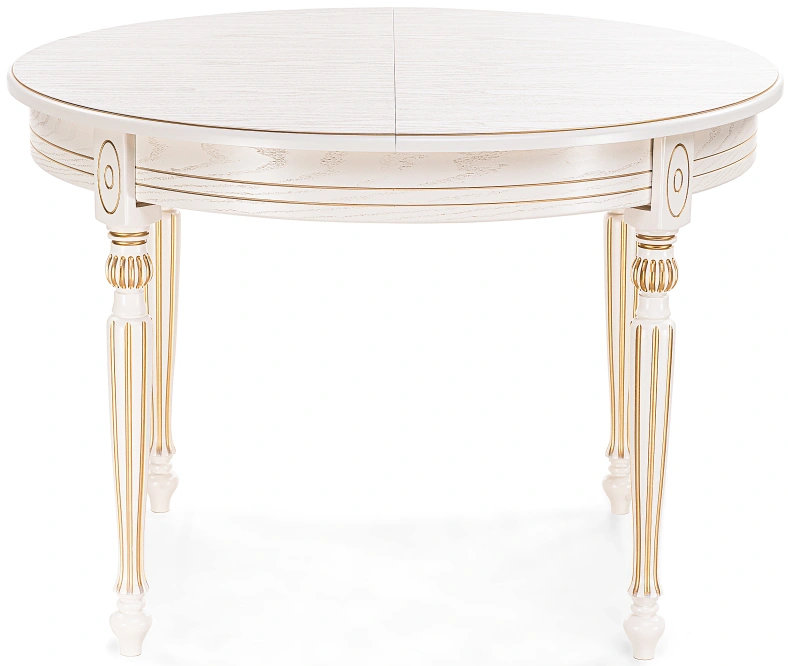 Кухонный раздвижной стол Брейзер, 110(140)х110х77, молочный / золото