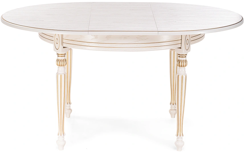 Кухонный раздвижной стол Брейзер, 110(140)х110х77, молочный / золото