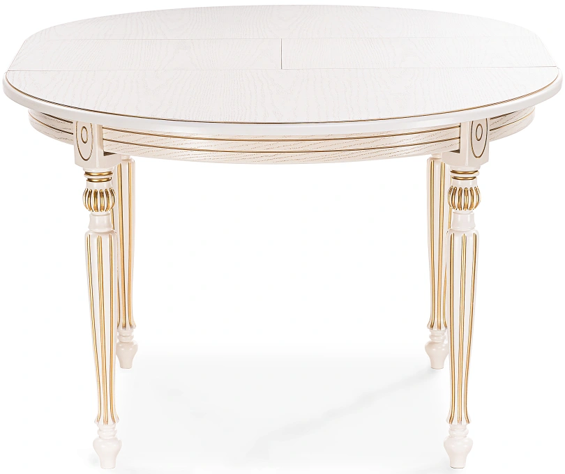 Кухонный раздвижной стол Брейзер, 110(140)х110х77, молочный / золото