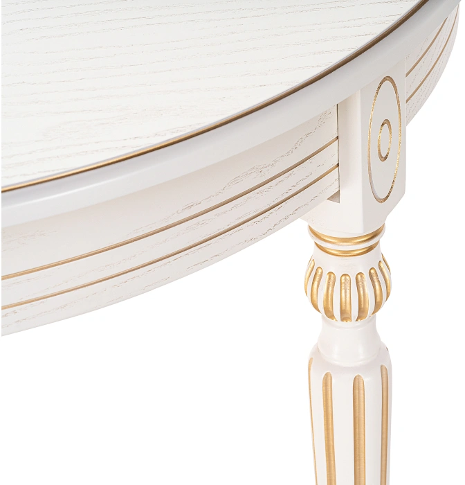 Кухонный раздвижной стол Брейзер, 110(140)х110х77, молочный / золото