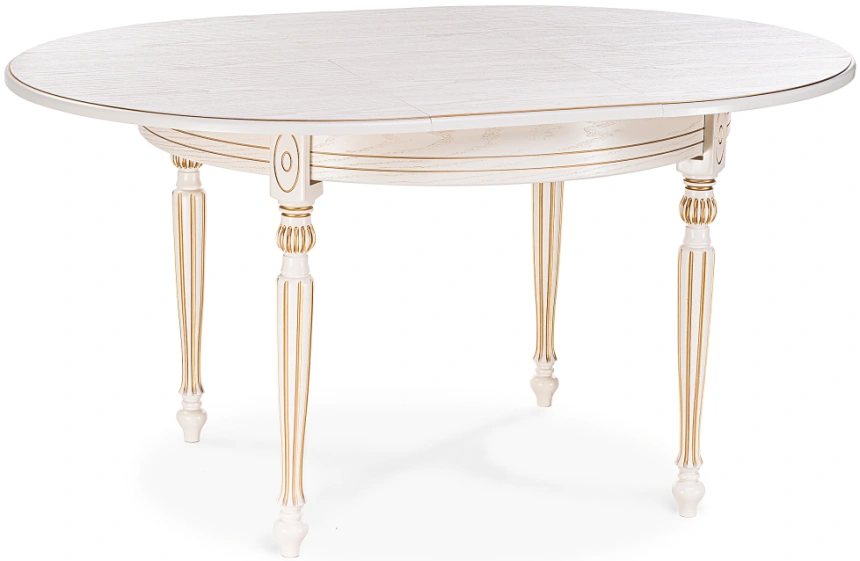 Кухонный раздвижной стол Брейзер, 110(140)х110х77, молочный / золото