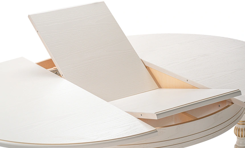 Кухонный раздвижной стол Брейзер, 110(140)х110х77, молочный / золото