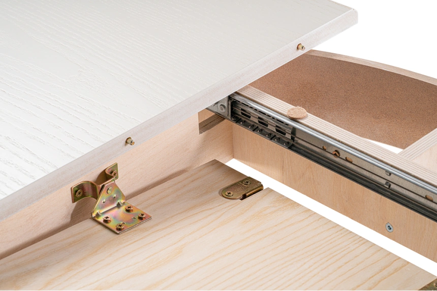 Кухонный раздвижной стол Брейзер, 110(140)х110х77, молочный / золото