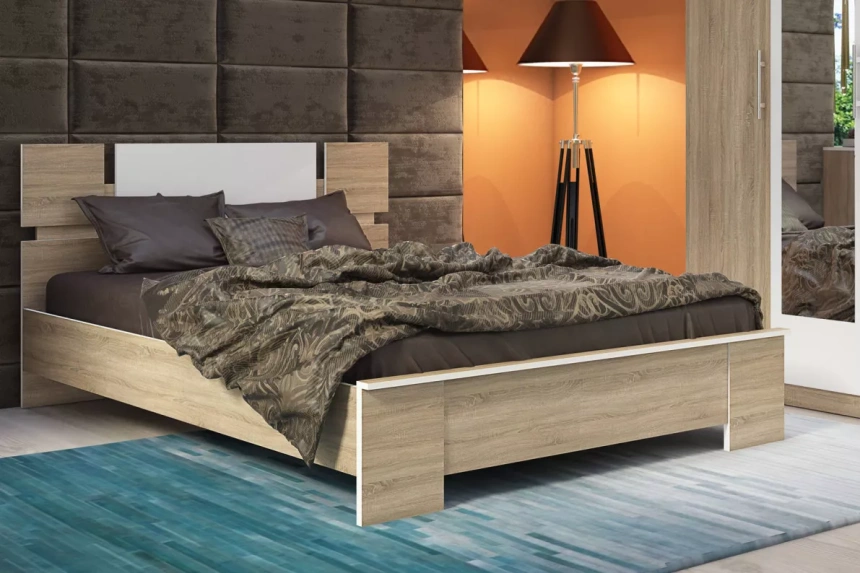 Кровать Оливия, Дуб сонома/Белый