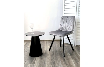 Стул Arfa, мягкий, UF912-09B античный светло-серый, велюр без "пальчикового" эффекта, черный каркас