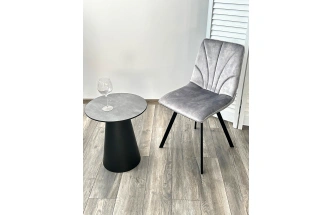 Стул Arfa, мягкий, UF912-09B античный светло-серый, велюр без "пальчикового" эффекта, черный каркас