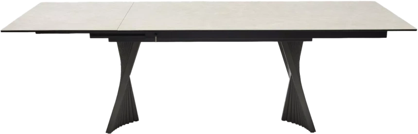 Кухонный стол раздвижной Yoakim 180, TL-102 Бежевый мрамор, испанская керамика, Темно-серый каркас