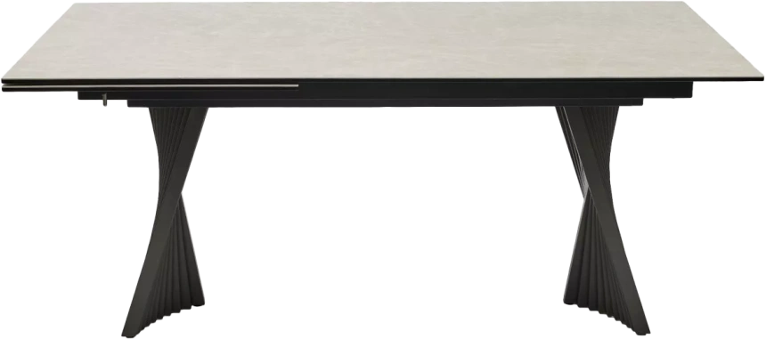 Кухонный стол раздвижной Yoakim 180, TL-102 Бежевый мрамор, испанская керамика, Темно-серый каркас